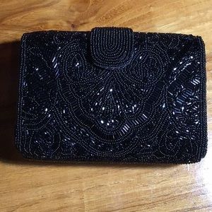❌❌ SOLD ❌Mint Condition Black Beaded Velvet Clutch